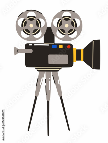 Movie camera on a white background. Flat vector illustration.