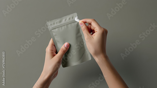 hand holding a Reclosable Doypack Pouch