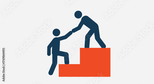 Helping hand reaching down to assist someone climbing steps silhouette