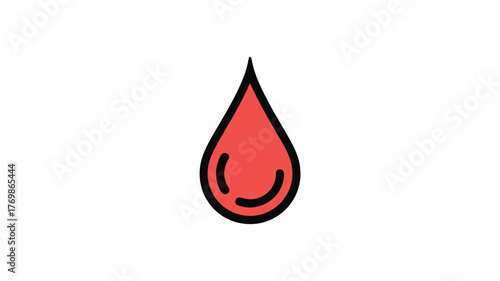 Simple red blood drop icon symbolizing health and donation