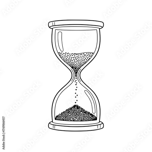 Hourglass with sand falling representing the passage of time and the concept of deadlines