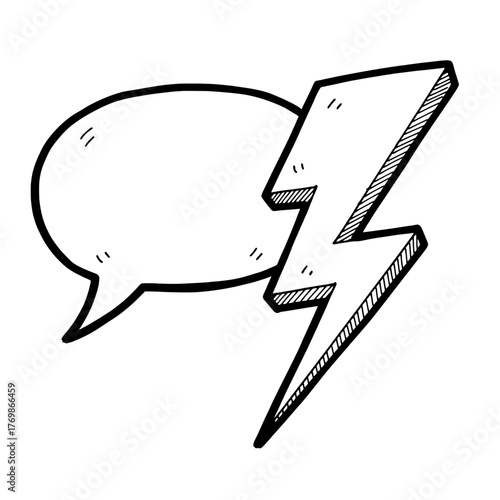Fast Talk Speech Bubble and Lightning Bolt Icon for Quick Communication