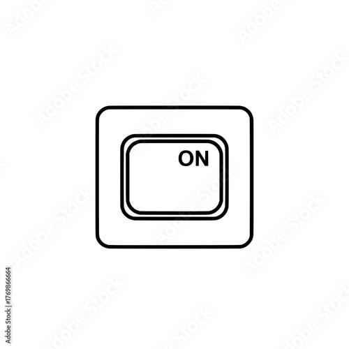 Simple outline of a switch icon, black and white, to indicate the on position