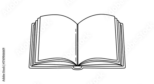 Open Book Illustrative Line Art for Education, Knowledge, and Learning Concepts