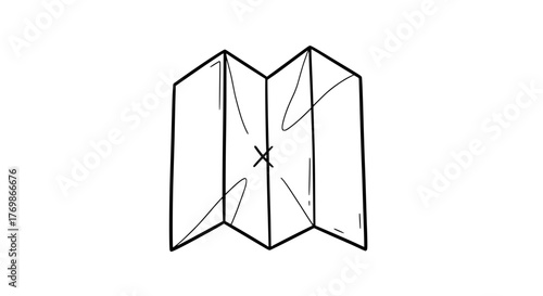 Folded Map Icon Hand-Drawn Design for Navigation and Exploration