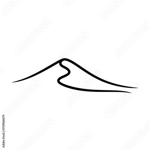 minimalist line drawing of a sand dune, conveying simplicity and nature