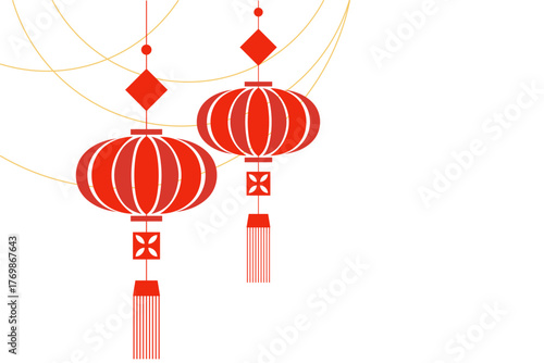 Chinese New Year lanterns banner. Chinese New Year ornament illustration	