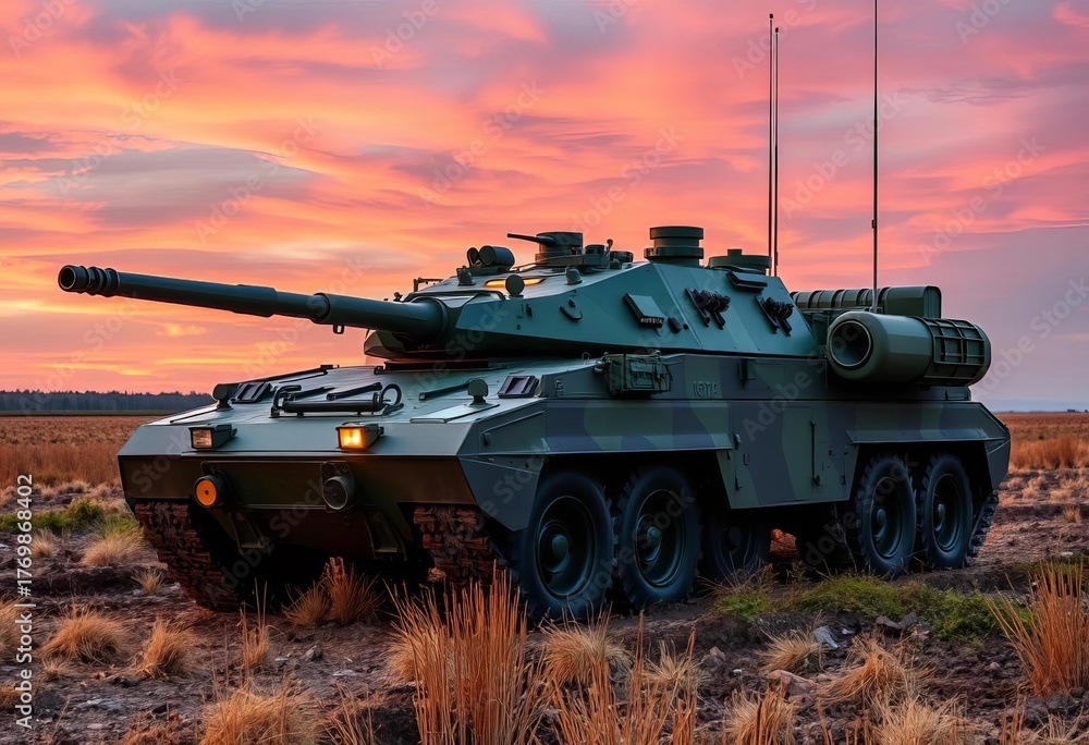 Fototapeta premium Modern armored infantry fighting vehicle on a field, infantry fighting vehicle, steel