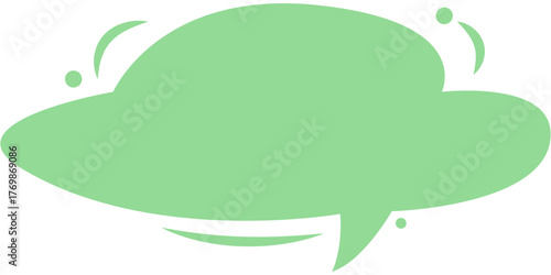Green Speech Bubble with Swirls and Dots