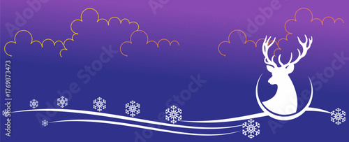 Christmas card with reindeer head and snowflakes, vector Christmas card with reindeer head and snowflakes