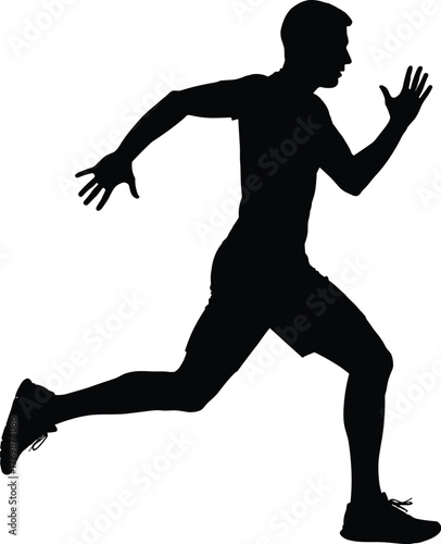 Silhouette of Runner in Motion. Athletic Figure Mid-Stride Representing Speed, Fitness, Determination, and Outdoor Physical Activity