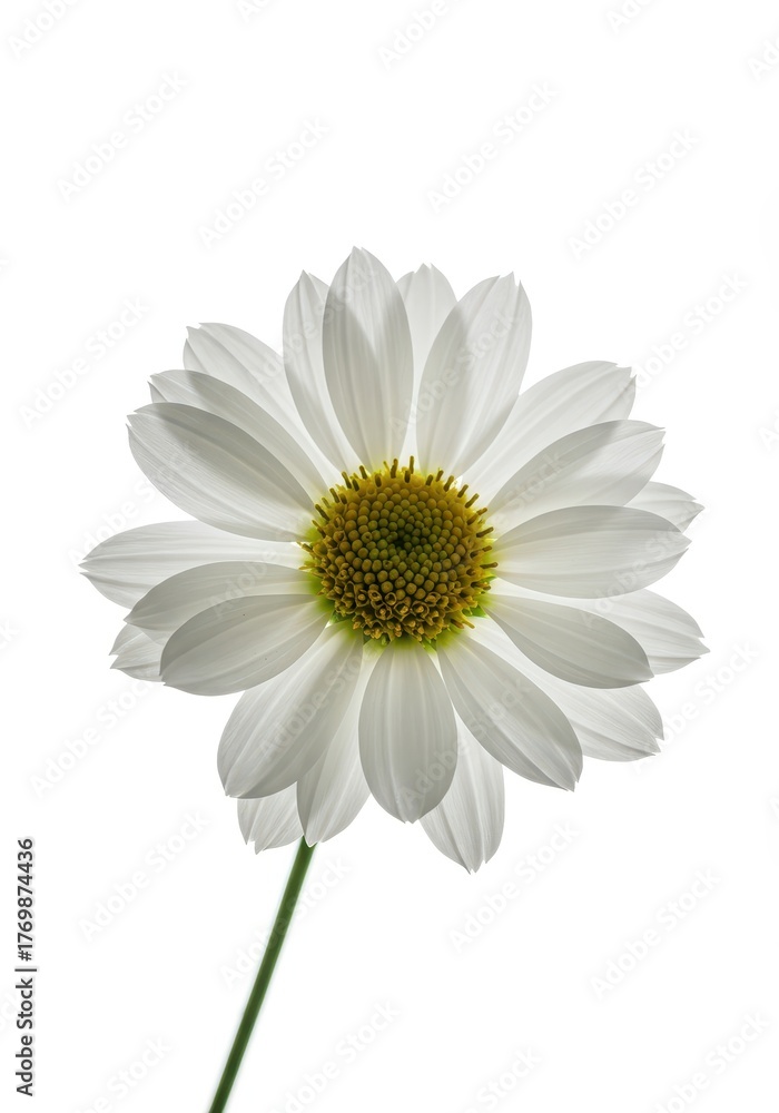 Naklejka premium A detailed macro shot of a delicate white floret showcasing soft petals and natural beauty on a clean white background, emphasizing purity and botany ,macro ,garden ,natural