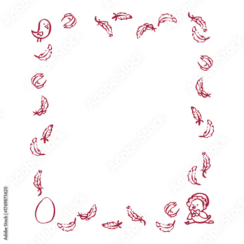 Cute frame, wreath with Easter eggs in cherry color