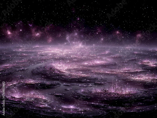 Wallpaper Mural cosmic data city in metaverse Torontodigital.ca