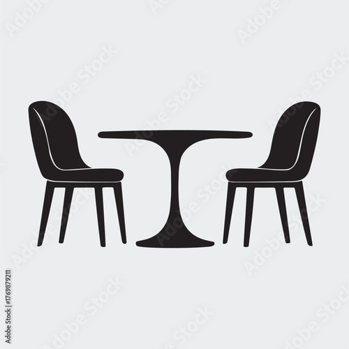 Modern Dining Set Silhouette with Upholstered Chairs and Round Table