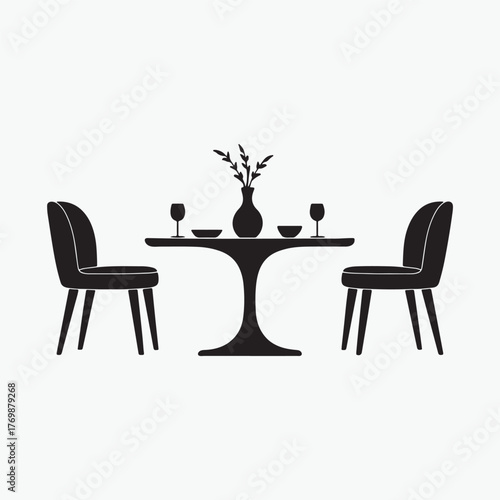 Minimalist Black Silhouette of Contemporary Dining Furniture


