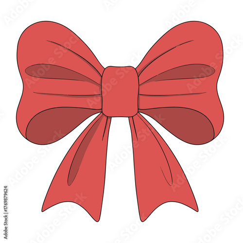 Elegant illustration of a pink bow with soft shading and a symmetrical ribbon design.