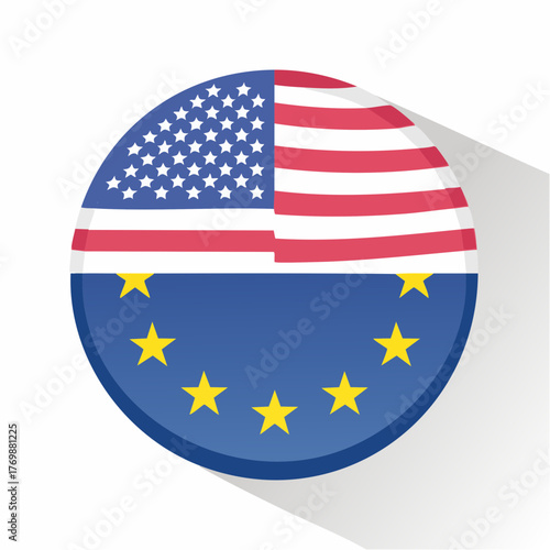 USA and EU Flag Icon Representing Transatlantic Relations
