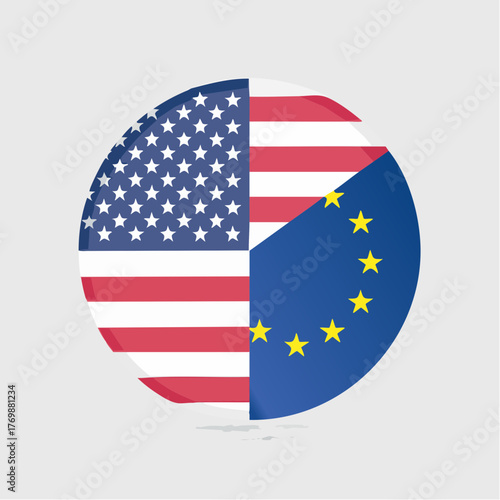 USA & EU Flag Circle Icon Transatlantic Partnership & International Relations