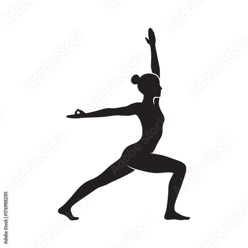 Woman in Warrior I Yoga Pose Silhouette warrior pose