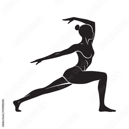 Woman in Warrior I Yoga Pose Silhouette warrior pose