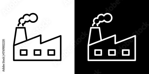 Factory Icon Line Style Vector Illustration 