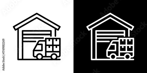 Warehouse Icon Line Style Vector Illustration 