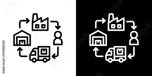 Supply Chain Icon Line Style Vector Illustration 