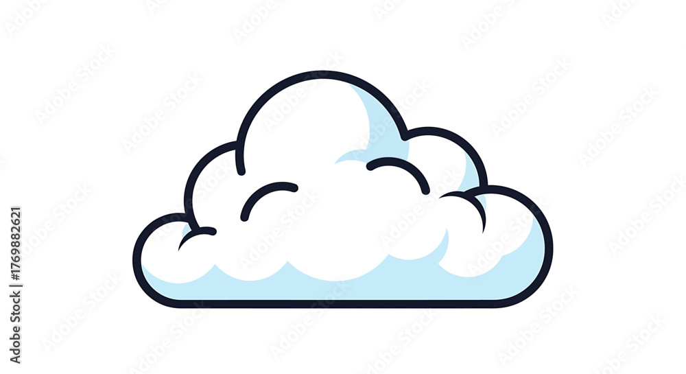 Fototapeta premium Fluffy Cloud Vector Illustration of Weather and Imagination