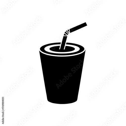 Minimalist drink cup with straw icon in black design.