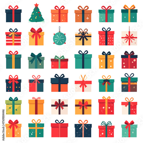 Christmas Sale & Shopping Elements Festive Collection of Gift Boxes & Holiday Icons for Promotions & Designs