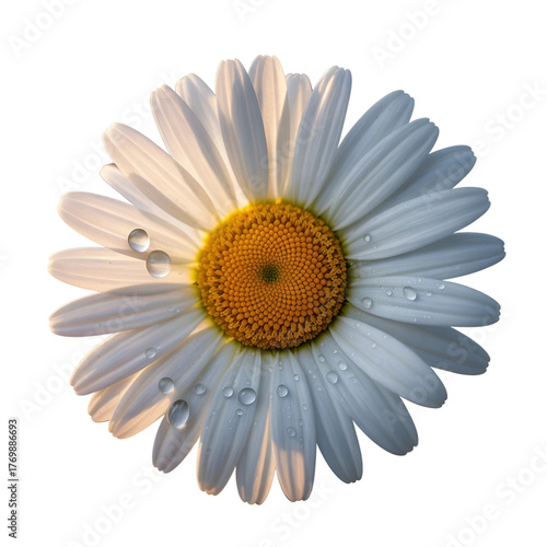  White Daisy Flower isolated on transparent background. Object with clipping mask