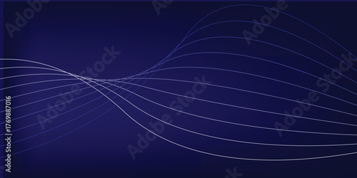 Abstract wave element for design. Digital frequency track equalizer. Stylized line art background. Wave with lines created using blend tool. Curved wavy line, smooth stripe. Vector Illustration.
