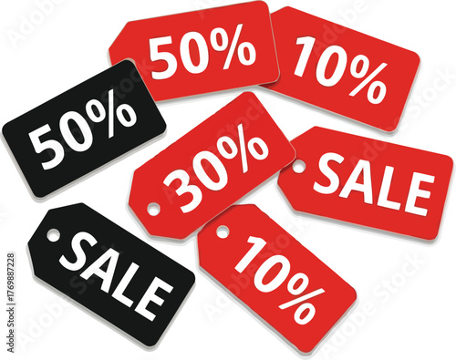 Collection of sale and discount price tags for retail promotions and marketing vector