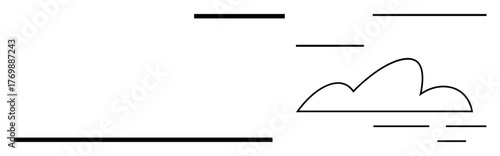 Abstract horizontal lines with a single cloud outline evoke calmness and minimalistic design. Ideal for relaxation, creativity, nature, simplicity, meditation, balance, serenity concepts. A simple