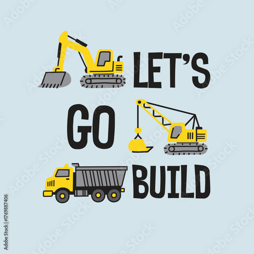 Cute Crane Truck Vector Print 