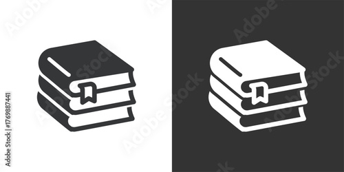 Stack of Books icon. Solid glyph series icon