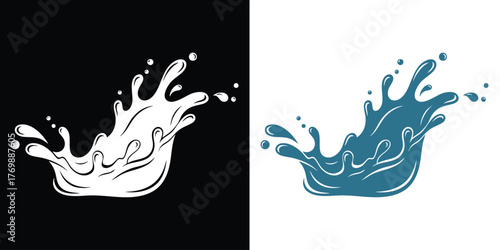 Dynamic water splash vector on contrasting background for fresh, modern designs