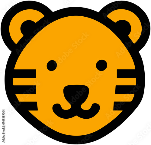 Cute Tiger Icon: Cartoon Jungle Animal Design