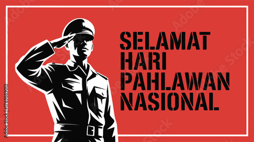 Selamat Hari Pahlawan Nasional Vector Illustration Indonesian Heroes Day Design with Soldier Silhouette