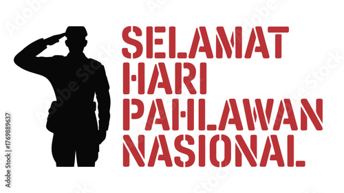 Selamat Hari Pahlawan Nasional Vector Illustration Indonesian Heroes Day Design with Soldier Silhouette