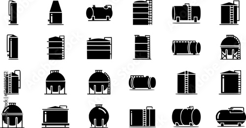 Collection of Industrial Storage Tank Icons
