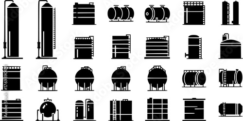 Collection of Industrial Storage Tank Icons
