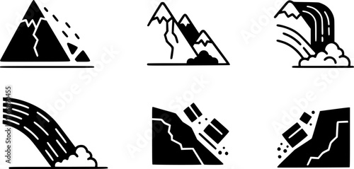 Collection of Landslide and Avalanche Icons
