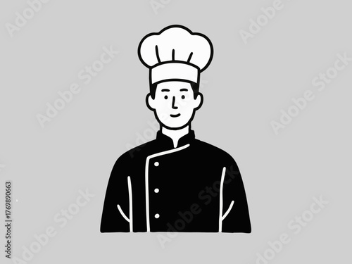 Illustration of a male chef. Simple illustration. Chef. Kitchen. Recipe. Culinary researcher. Apron.