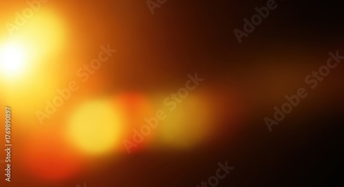 Bright golden sun flare with bokeh effect isolated on white background