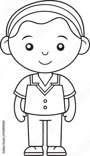Charming cartoon boy figure outline for coloring or design projects family member representation