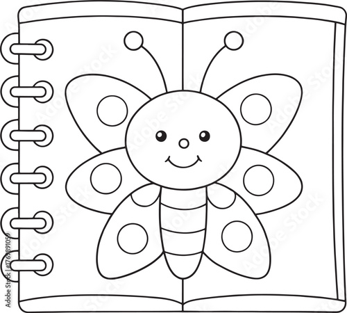 Adorable butterfly coloring page for kids featuring an open book design for fun art activities