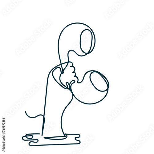 hand holding continuous line drawing hand holding  telephone illustration related doodle