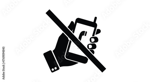 No mobile phones allowed a hand holding a phone with a cross silhouette